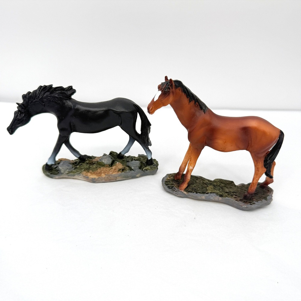 Standing Horse Figurines Stallion Mare Statues Collectible Decor Set of 2